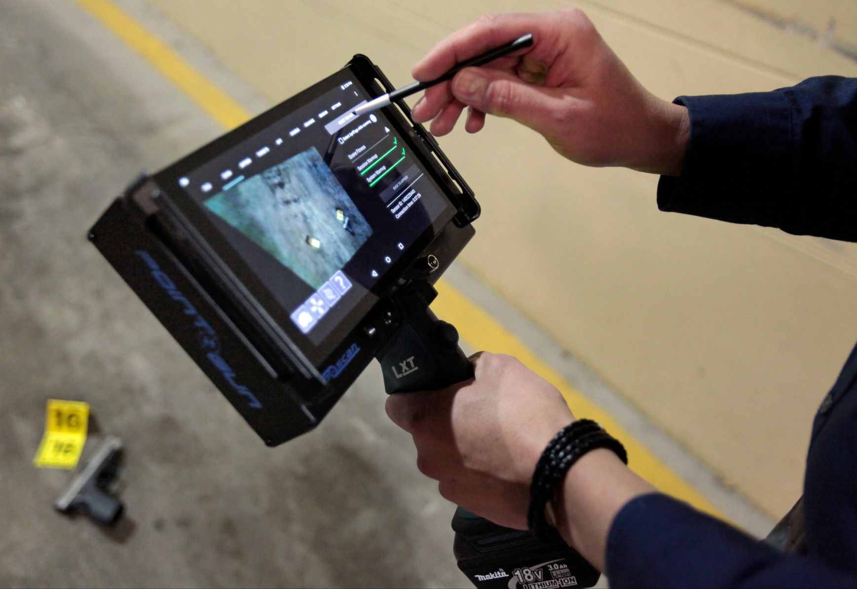 Tablet screen view of scanner
